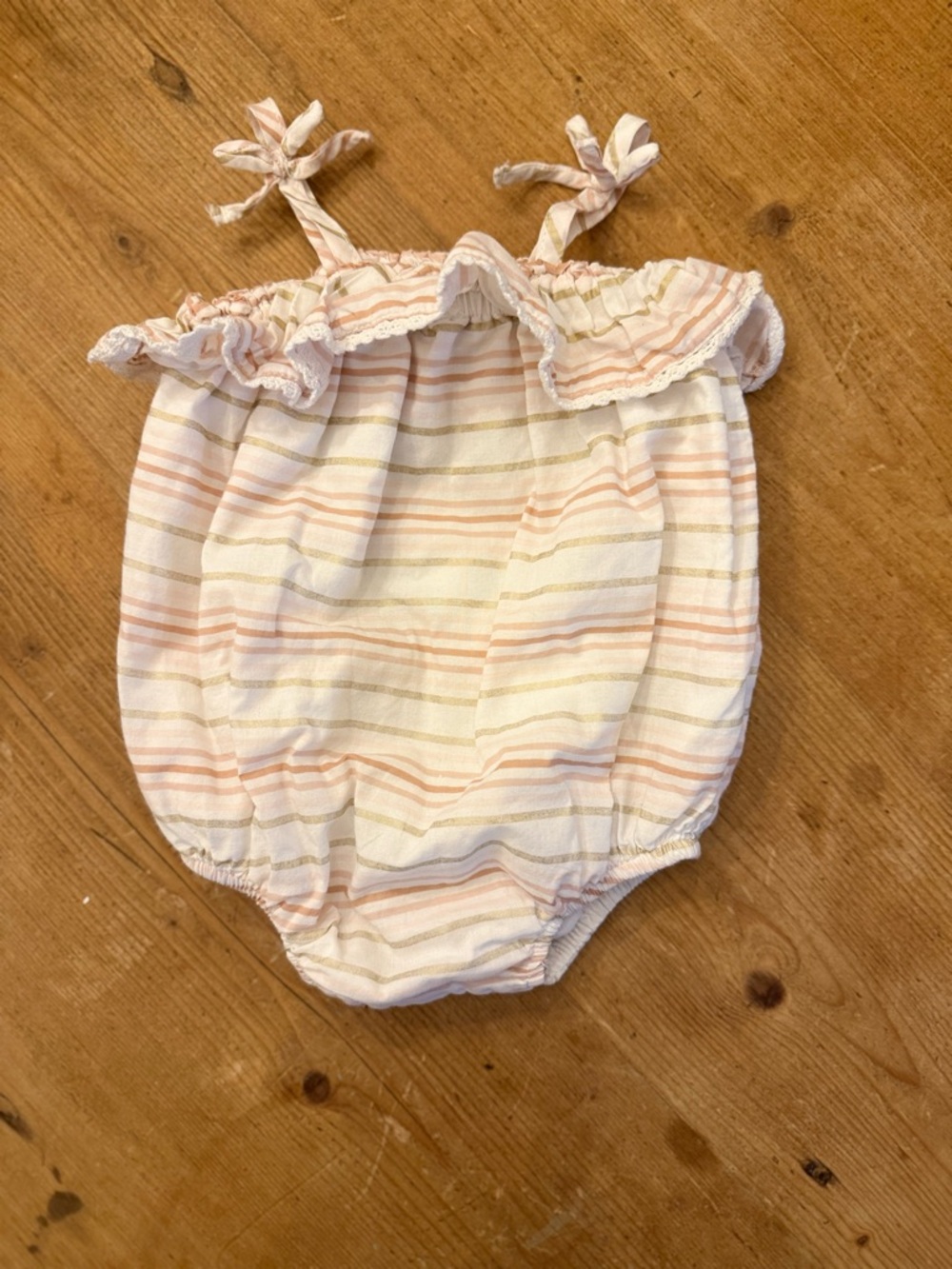 Striped Pink & Cream Baby Romper